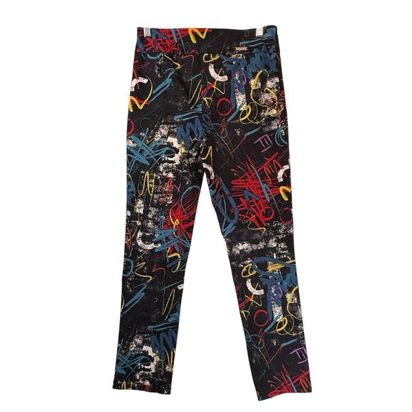 Joseph Ribkoff SIZE 8 Womens PullOn Pants 213696 Black-Multi Abstract Cropped - Picture 3 of 12